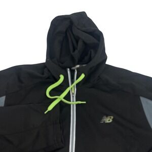 New Balance Jacket Mens 3XL Black Hooded Softshell Running Windbreaker Athletic